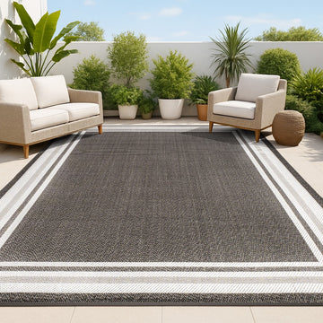 James Modern Border Stripe Indoor/outdoor Area Rug
